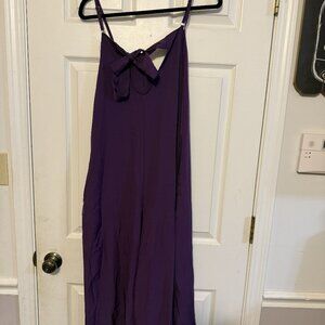 NWT Purple Sleeveless Maxi Dress - Size M - Bow Detail & Cutout Front